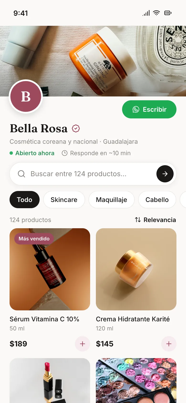 Catálogo con fotos y precios