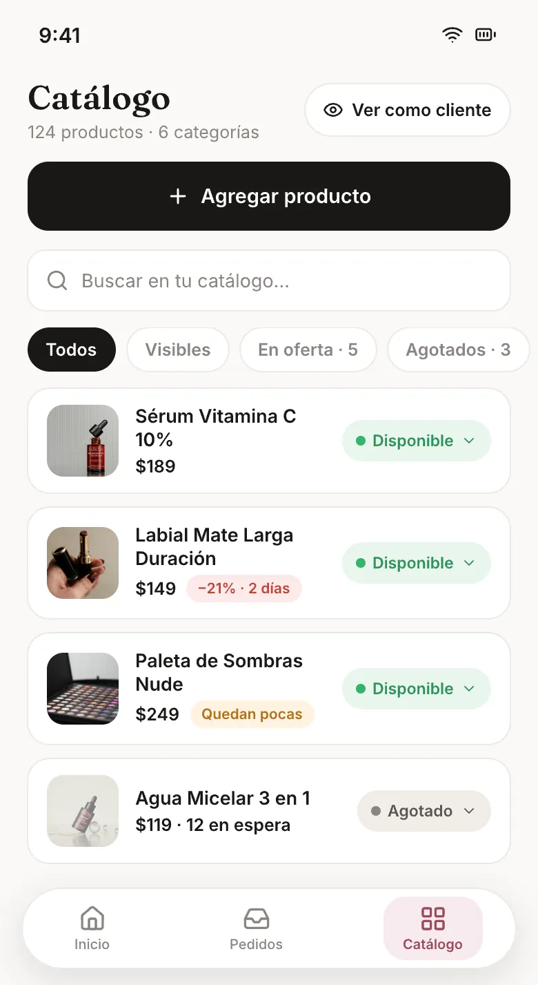 Catálogo del panel