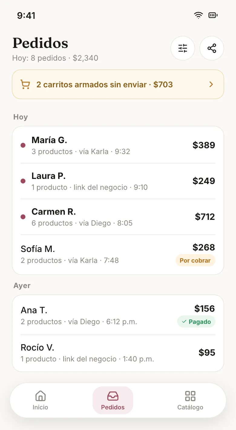 Bandeja de pedidos